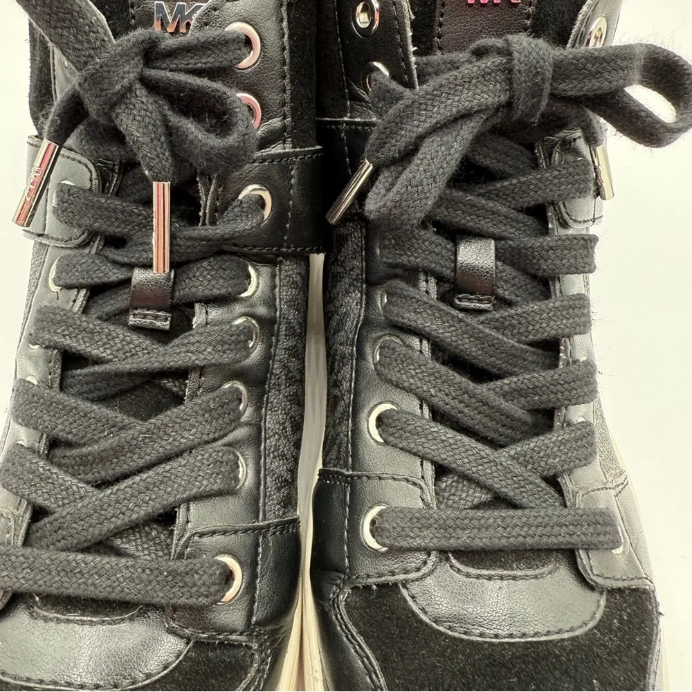 Michael Kors Black Paige High Top Leather/Suede Sneakers Size 10M - Picture 8 of 16